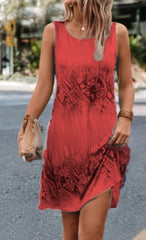 🔥Zielone Swiatki / Whit Sunday 70% Off!!️Sukienka bez rękawów w kolorze beżowym z nadrukiem Paisley w kształcie litery A