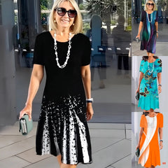 Sukienka plisowana z nadrukiem