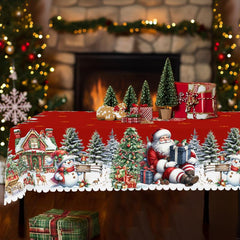 Obrus świąteczny premium – uroczy motyw Świętego Mikołaja i renifera na radosne chwile z rodziną