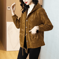 2024 Nowy, jesienno-zimowy, gruby, bawełniany płaszcz z kapturem