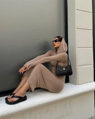 🎇2024 Nowość 🔥🔥 Modna dzianinowa sukienka z kapturem i obcisłą spódnicą dla kobiet