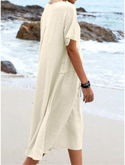 Sukienka bawełniana z okrągłym dekoltem