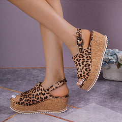 🐆Damskie sandały na koturnie z wzorem w panterkę