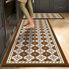 Zestaw dywanów z nadrukiem kwiatowym w stylu retro (2 sztuki) - 40×60 cm + 40×120 cm