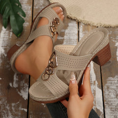 🔥Ostatnia promocja 50% zniżki - damskie skórzane sandały na platformie i wysokim obcasie z ortopedią