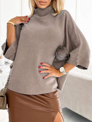 Damski sweter z golfem i długimi rękawami, wykonany z dzianiny