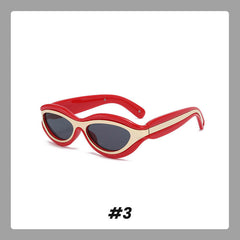 Okulary przeciwsłoneczne Cat-Eye z ochroną UV i blokami kolorów