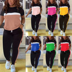 Letni modny, kontrastowy, kolorowy, swobodny, sportowy garnitur