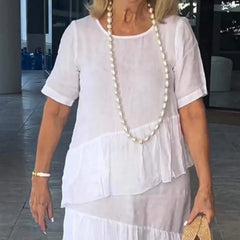 Damska plisowana sukienka z okrągłym dekoltem i warstwami