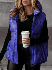 Damska kamizelka z dzianiny, patchworkowej, bawełnianej, bez rękawów