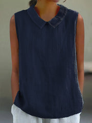 Damska swobodna kamizelka z bawełny i lnu