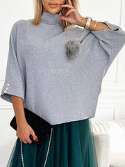 Damski sweter z golfem i długimi rękawami, wykonany z dzianiny