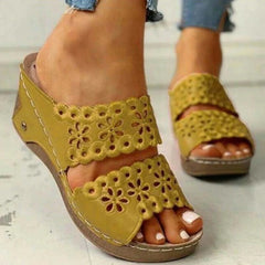 Haftowane skórzane sandały ortopedyczne