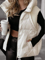 Damska kamizelka z dzianiny, patchworkowej, bawełnianej, bez rękawów