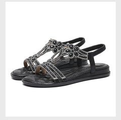 🔥 Last Day Promocja 50% zniżki -Women's Bling Rhinestone Boho Style Flat Sandals