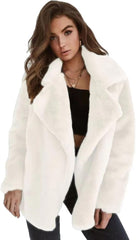 MBLESSEDTO Damski płaszcz zimowy, seksowny plusz z klapami, slim fit.