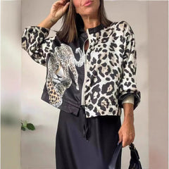 Krótka kurtka z nadrukiem tygrysa i lamparta✨