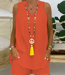 Nowy damski jednolity kolor, kołnierzyk stójka, bezrękawnik, swobodny garnitur