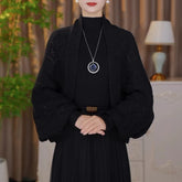 Damski dzianinowy kabel kimono w kolorze liliowym