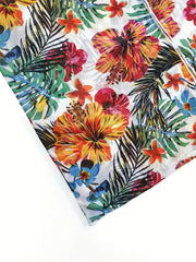 Trzyczęściowy damski komplet bikini z dekoltem w serek i kwiatowym nadrukiem