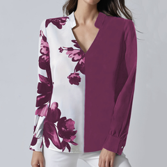 Koszula damska z kontrastowym nadrukiem i stójką