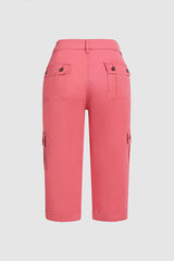 Spodnie cargo Capri ze średnim stanem i zakładkami na dole i wieloma kieszeniami