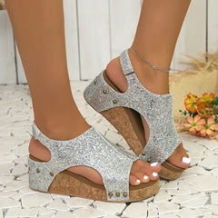 Sandały ortopedyczne w klinach damskiej platformy