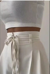 Damskie sznurowane szerokie spodnie casualowe