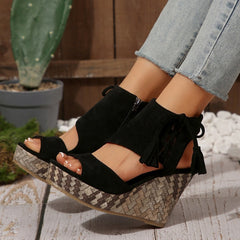 🔥 Summer gorąca sprzedaż-50% zniżki 🩷women's Tassel Open Top Platform