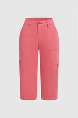 Spodnie cargo Capri ze średnim stanem i zakładkami na dole i wieloma kieszeniami