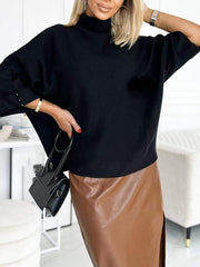 Damski sweter z golfem i długimi rękawami, wykonany z dzianiny