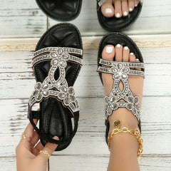 🔥 Last Day Promocja 50% zniżki -Women's Bling Rhinestone Boho Style Flat Sandals