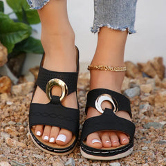 Swobodny oddychanie kobiet na sandałach platformowych ortopedycznych