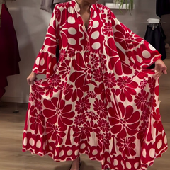 Sukienka damska luźna z nadrukiem kwiatowym