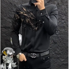 Stylowa koszula męska z nadrukiem i dopasowanym krojem