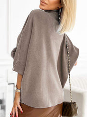 Damski sweter z golfem i długimi rękawami, wykonany z dzianiny