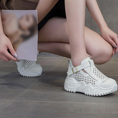 Letnie oddychające, grube, wydrążone buty damskie