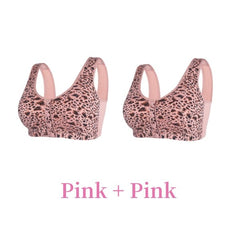 🔥Kup 1 ostatni dzień, a 1 otrzymasz gratis🔥Biustonosz plus size bez fiszbin, zapinany z przodu i w panterkę