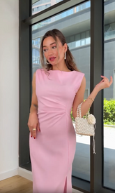 Modna damska letnia prosta sukienka bez rękawów z rozcięciem