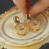 【trzyczęściowy zestaw】2024 nowa spersonalizowana biżuteria-zestaw kolczyków w stylu Vintage metalowy duży okrągły naszyjnik