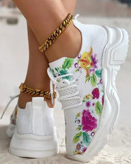 Oddychające, sznurowane tenisówki w kwiatowy wzór