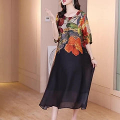 💃Nowość 2025💕Elegancka, zwiewna sukienka damska w kwiaty w dużych rozmiarach