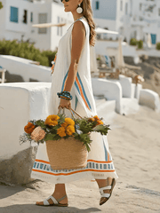 Damska sukienka Bohemia z bawełny i lnu