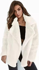 MBLESSEDTO Damski płaszcz zimowy, seksowny plusz z klapami, slim fit.