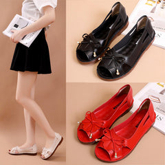 Jednokolorowe płaskie buty z odkrytym palcem do noszenia na zewnątrz, antypoślizgowe