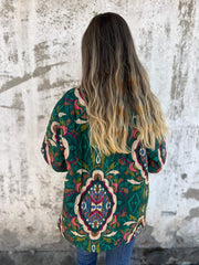 Damski kardigan z długim rękawem i nadrukiem