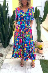 🌈Suknia midi w kwiatowym wzorze kwiatowego