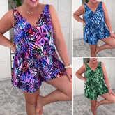 🌸Bezrękawnikowy kostium kąpielowy z nadrukiem i dekoltem w serek