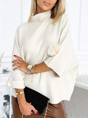 Damski sweter z golfem i długimi rękawami, wykonany z dzianiny