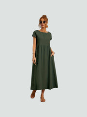 Sukienka kieszonkowa z bawełny i lnu